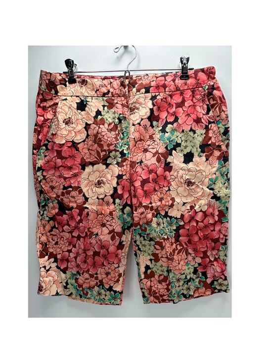 Larry Levine Pants - Larry Levine Floral High Rise Bermuda 12" Short Multicolored Women 10